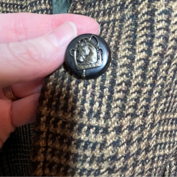 Lauren Ralph Lauren Wool Silk Tweed Blend Brown Plaid Blazer Equestrian Size 10 - Picture 3 of 9